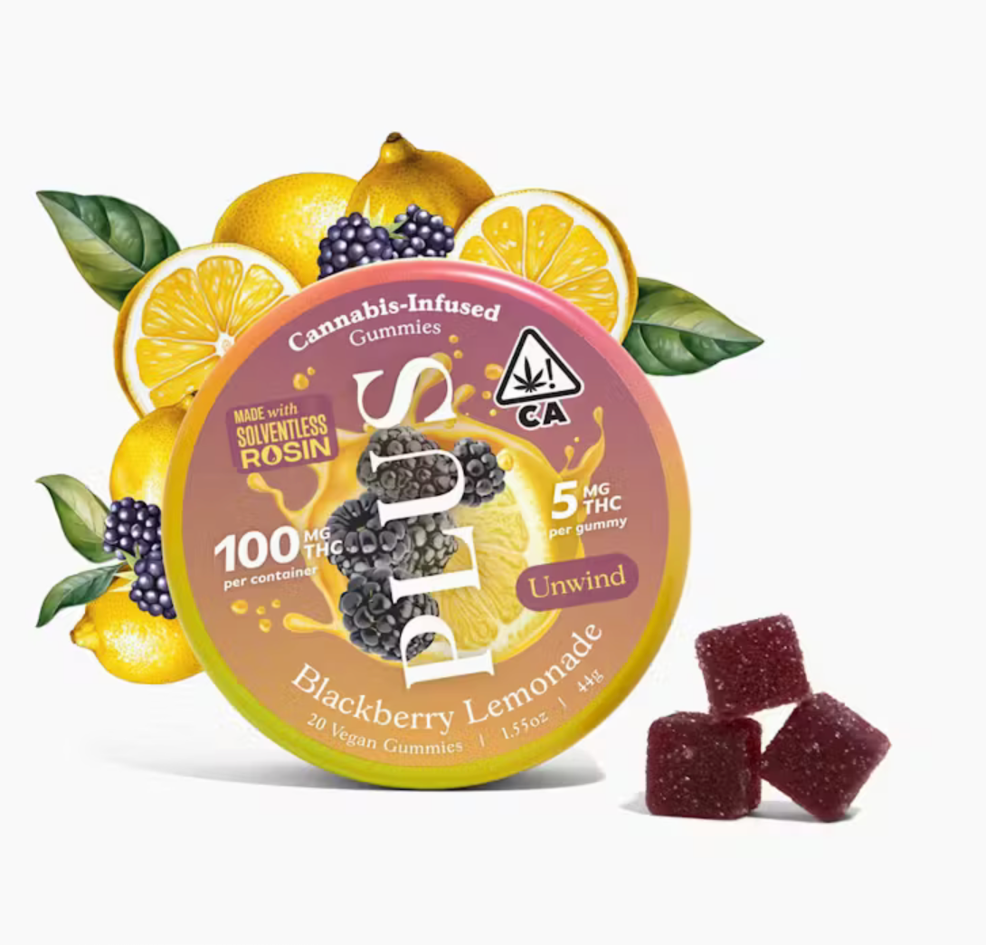 PLUS Products - Solventless Rosin Gummies - Unwind - Blackberry Lemonade 100mg